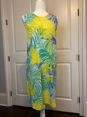 Mud Pie Yellow, Teal & Blue Tropical Print Dress
